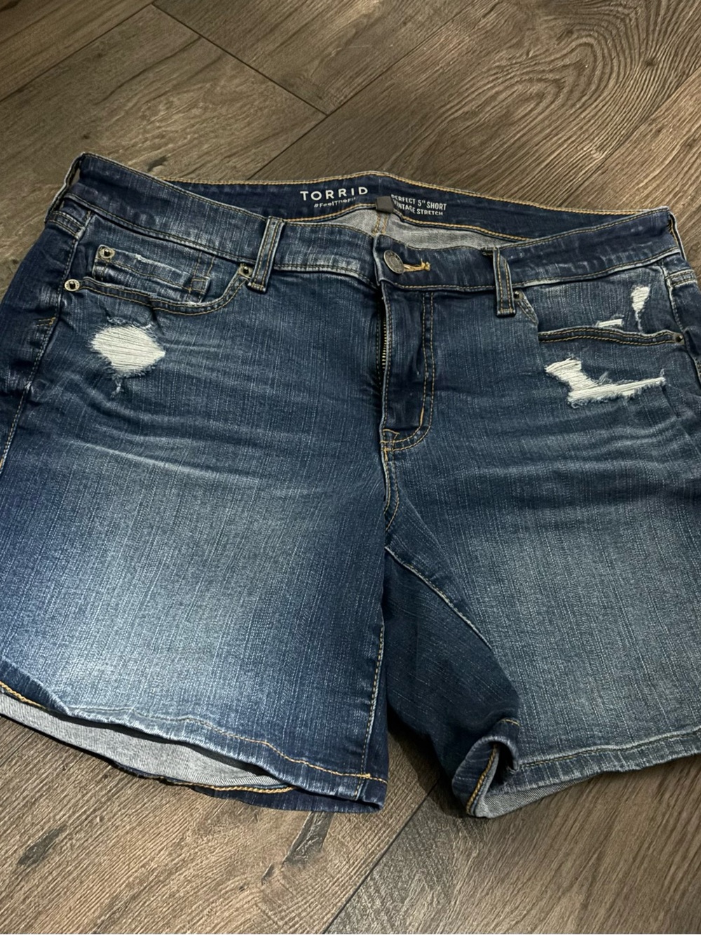 Torrid Indigo Distressed Denim Cutoff Shorts